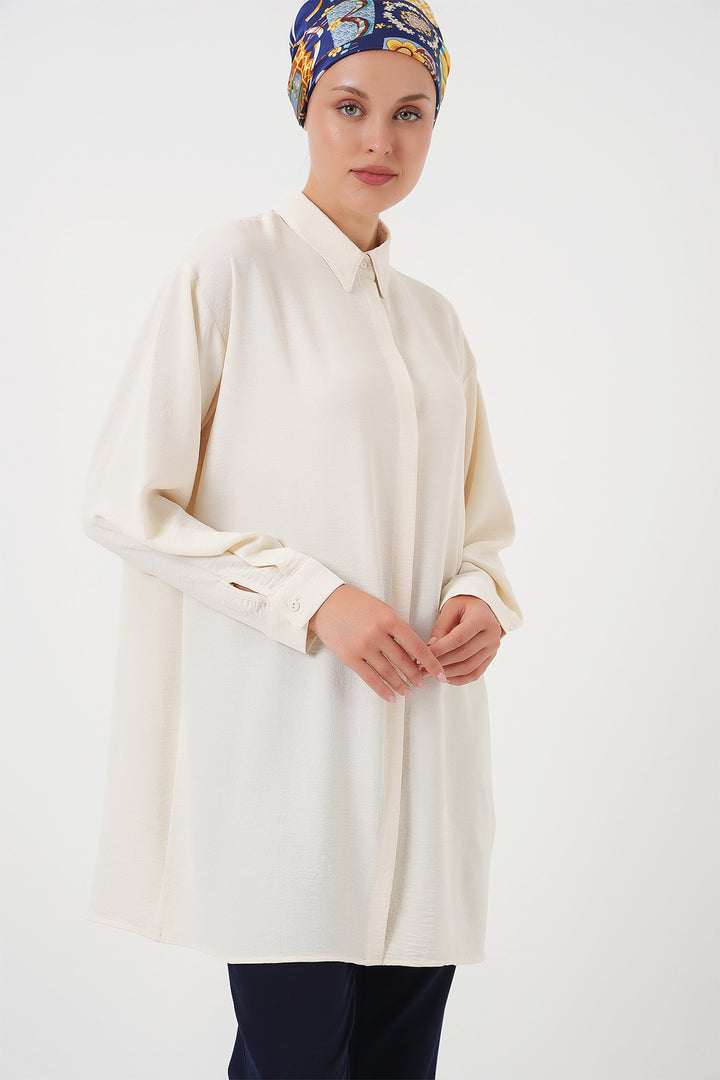 Bigdart Tunique chemise longue pour femme 5945 - Écru