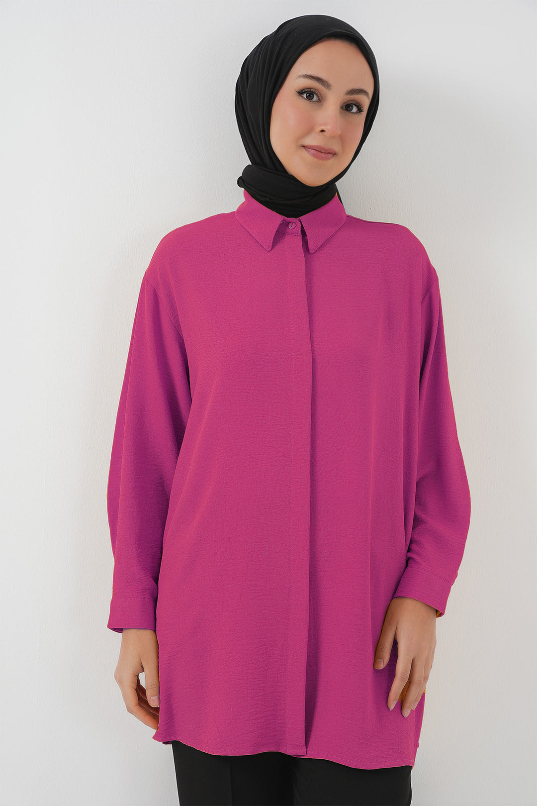 Bigdart Femme Tunique Chemise Longue 5945 - Fuchsia