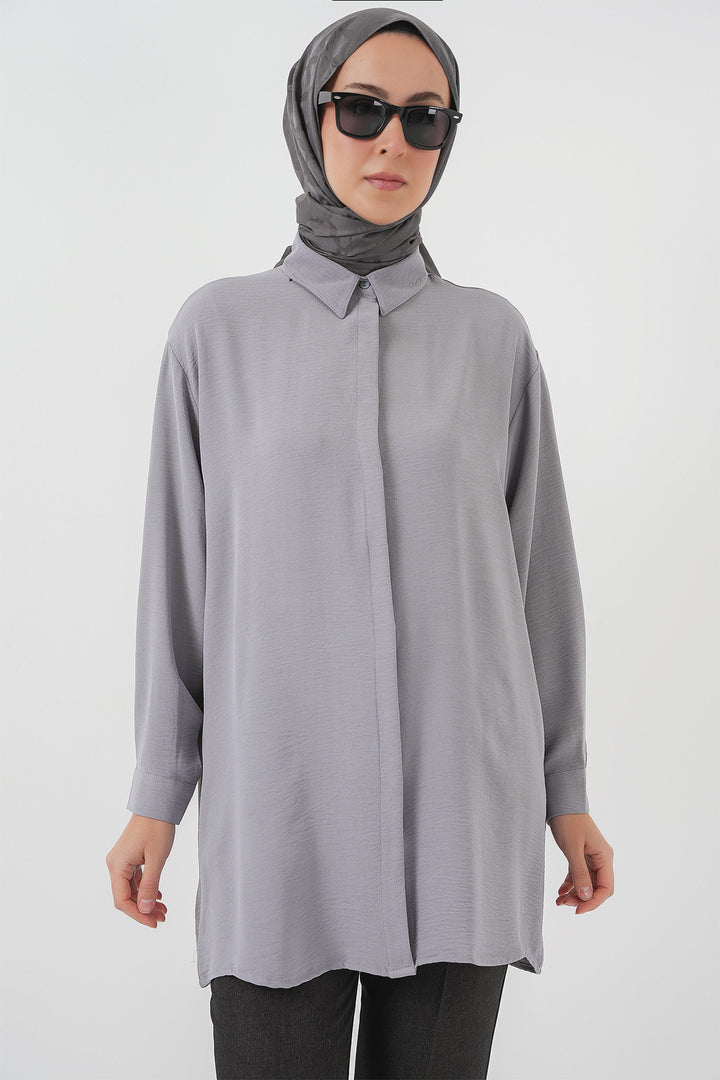 Bigdart Chemise tunique longue femme 5945 - Gris