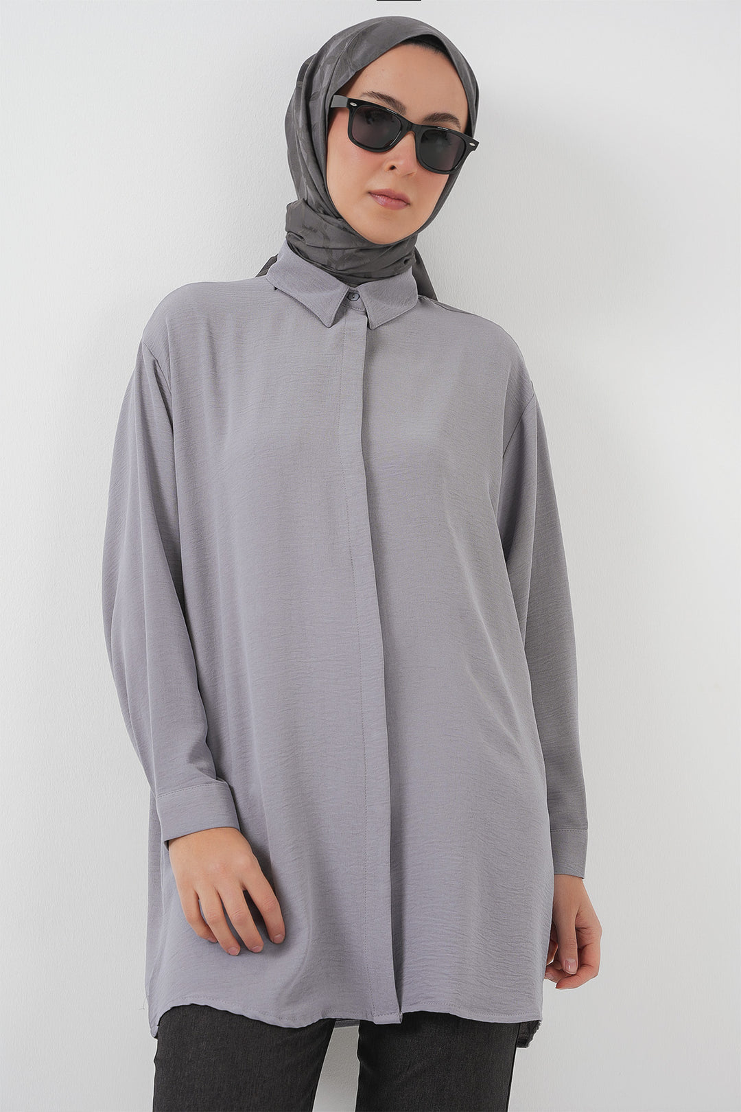 Bigdart Chemise tunique longue femme 5945 - Gris