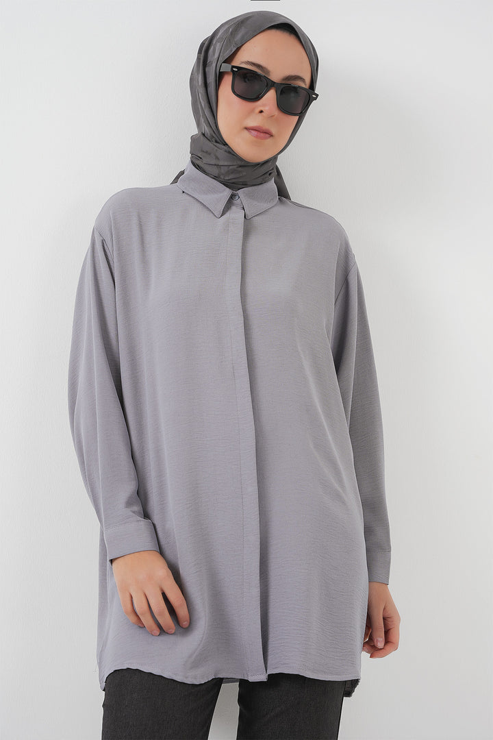 Bigdart Chemise tunique longue femme 5945 - Gris