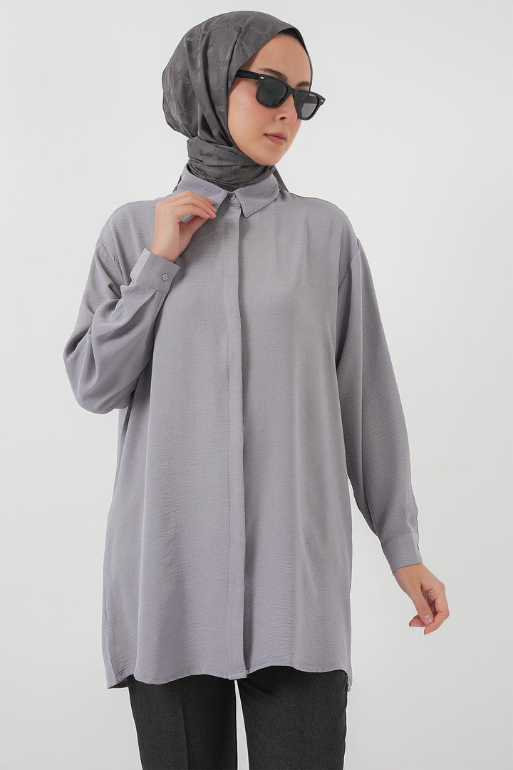 Bigdart Chemise tunique longue femme 5945 - Gris