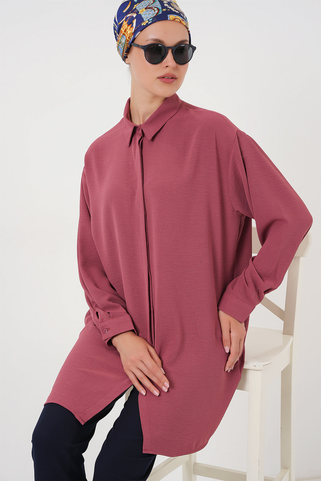 Bigdart Chemise Tunique Longue Femme 5945 - gül kurusu
