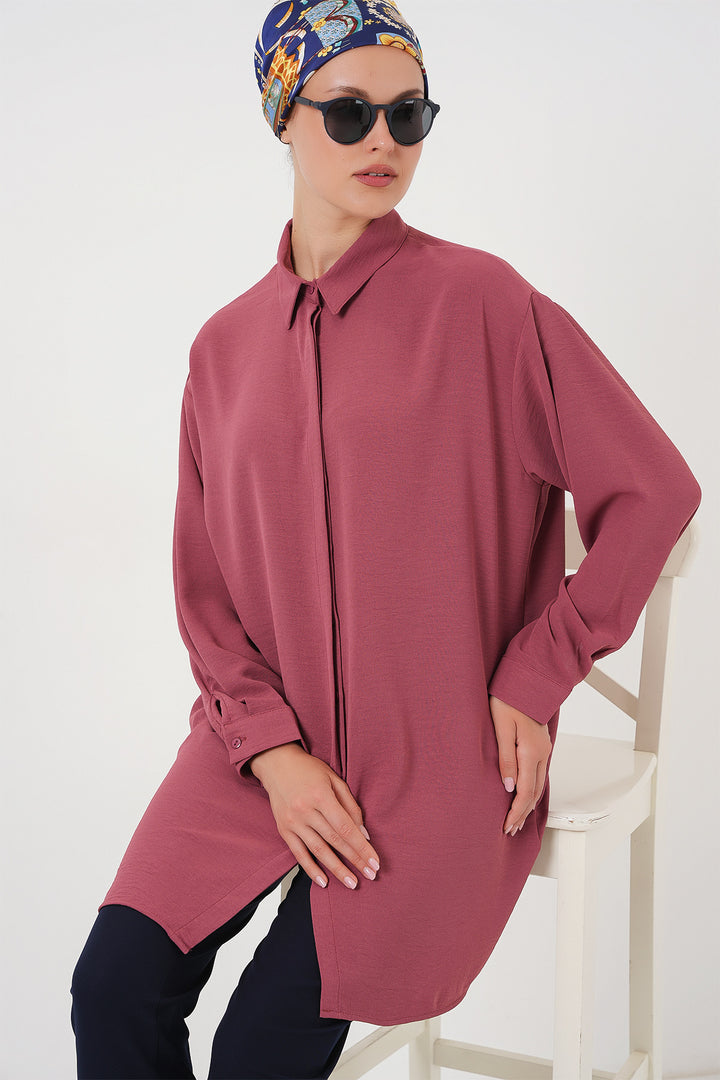 Bigdart Chemise Tunique Longue Femme 5945 - gül kurusu