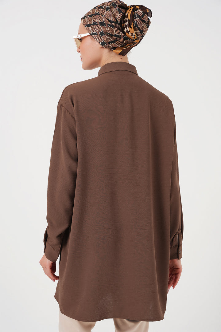Bigdart Tunique chemise longue pour femme 5945 - Marron