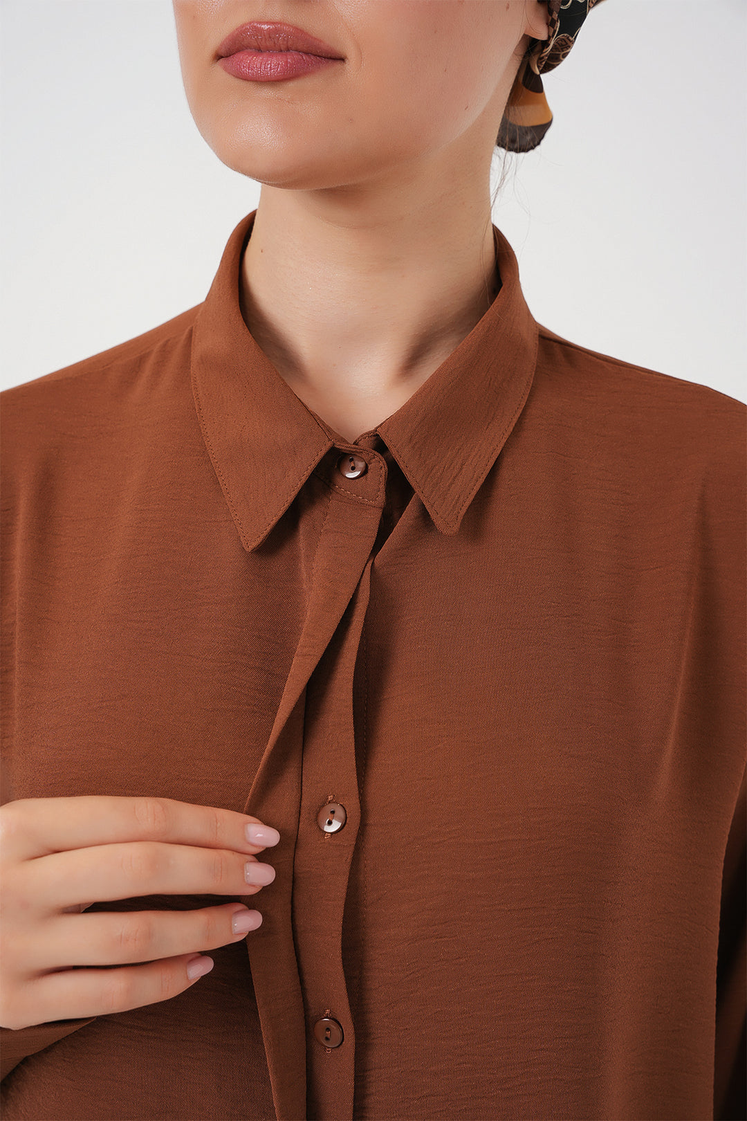 Bigdart Tunique chemise longue pour femme 5945 - Tabac