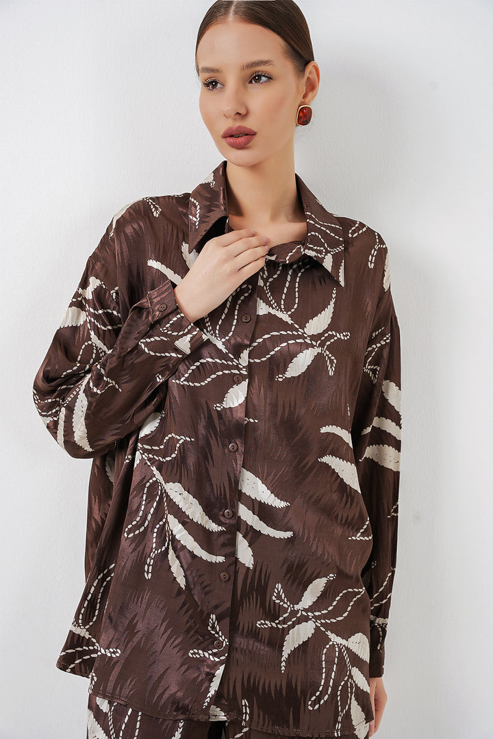 Bigdart Ensemble haut et bas à col long femme 30089 - Marron