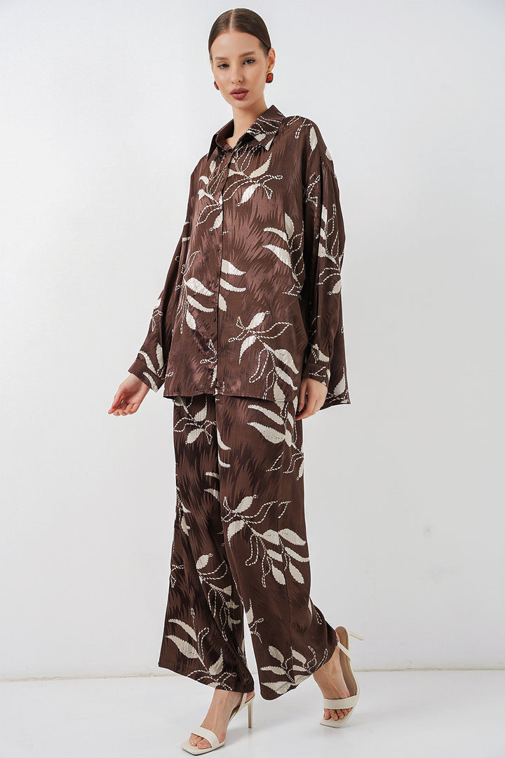 Bigdart Ensemble haut et bas à col long femme 30089 - Marron