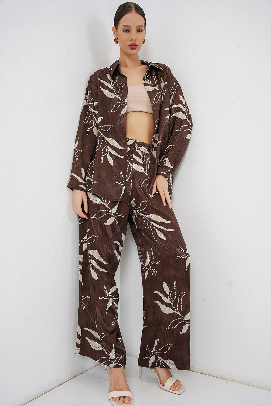 Bigdart Ensemble haut et bas à col long femme 30089 - Marron