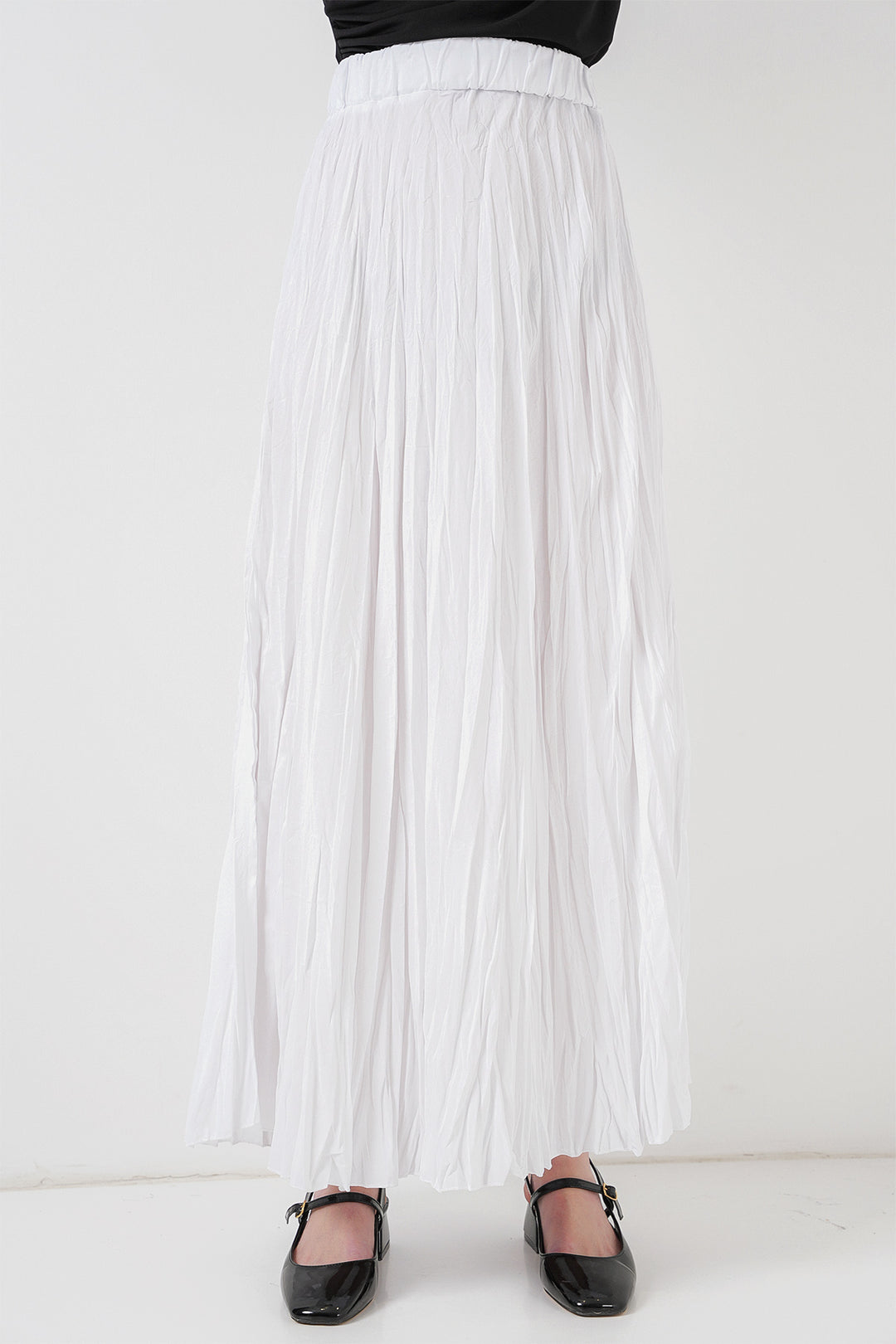 Bigdart Jupe longue froissée pour femme 8042 - Blanc