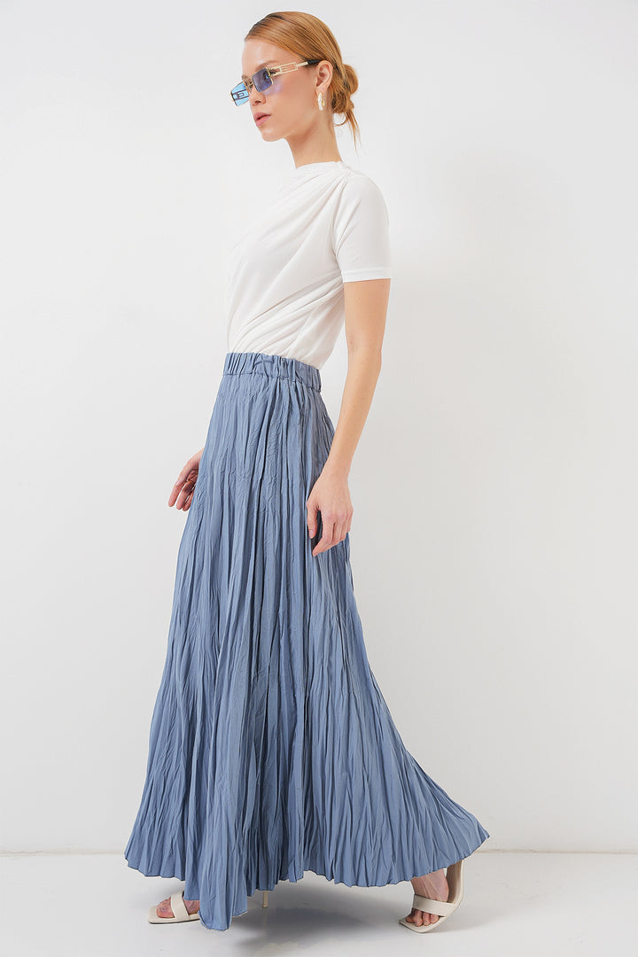Bigdart Jupe longue froissée pour femme 8042 - Indigo