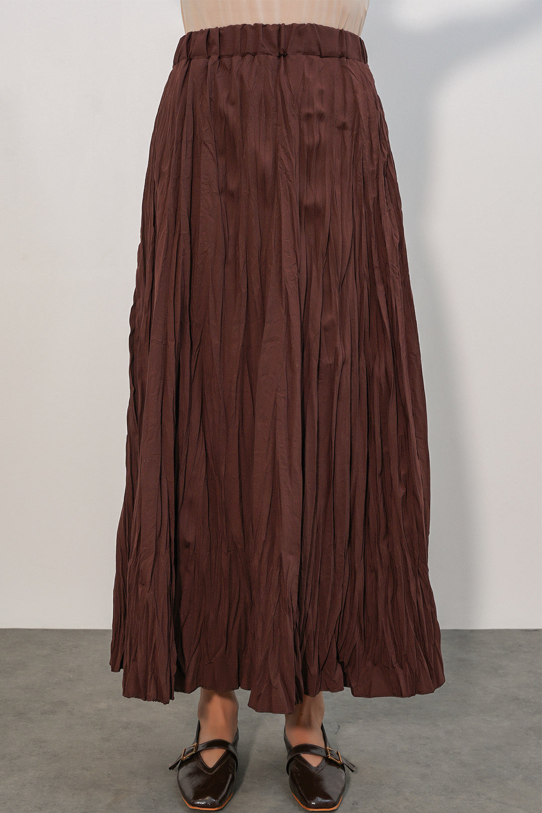 Bigdart Jupe longue froissée femme 8042 - Marron