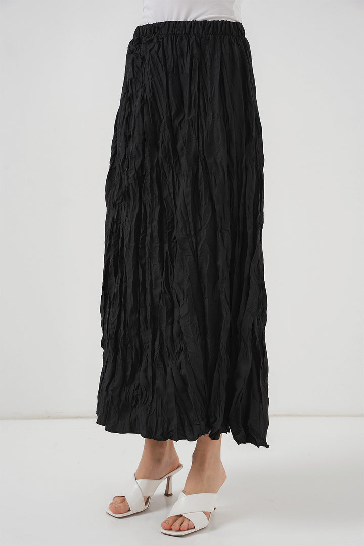 Bigdart Jupe longue froissée pour femme 8042 - Noir