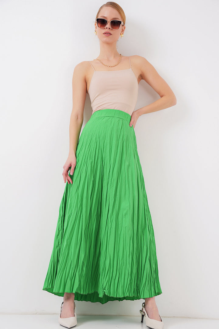 Bigdart Jupe longue froissée pour femme 8042 - Vert
