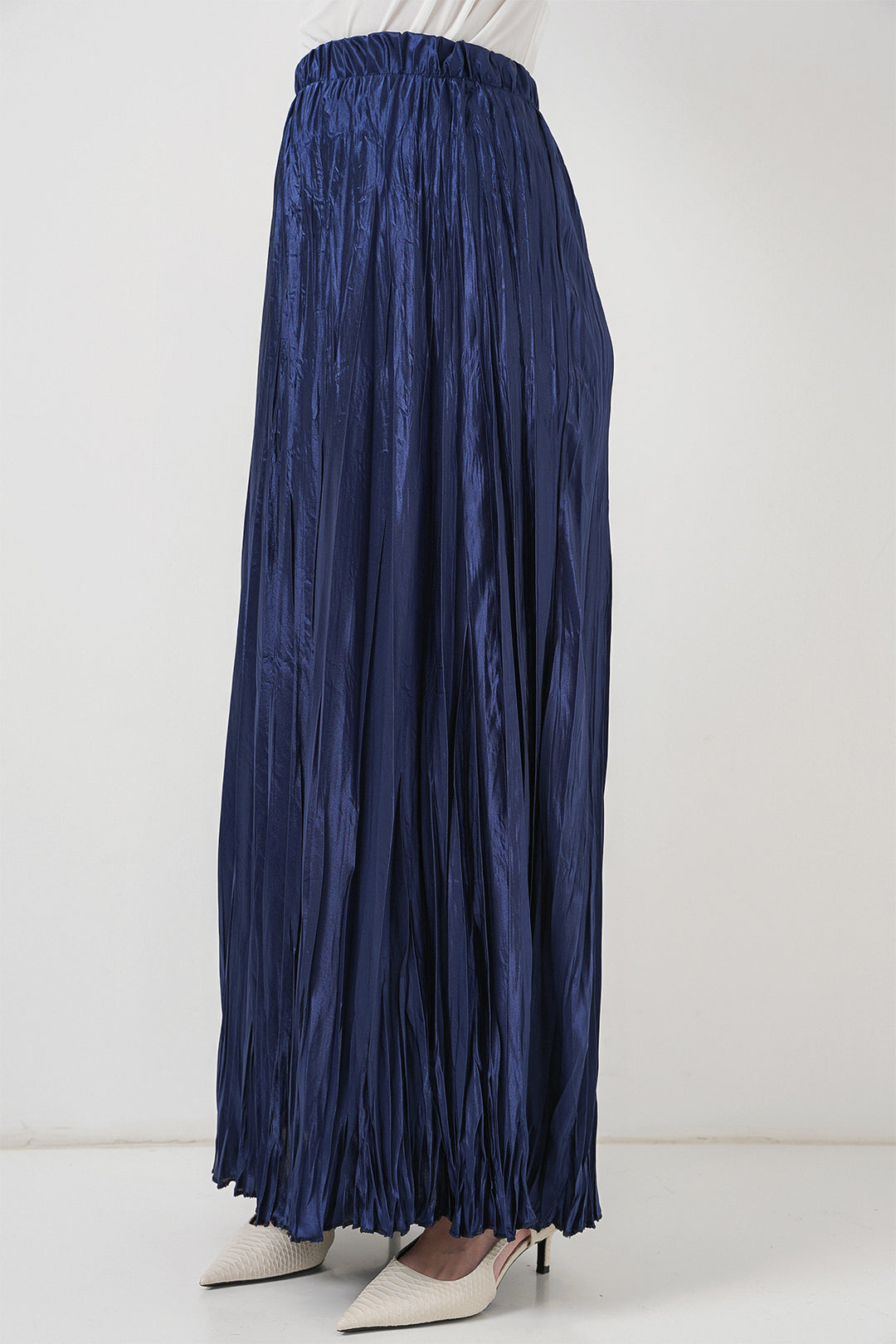 Bigdart Jupe Longue Froissée Brillante Femme 8034 - D.Bleu marine