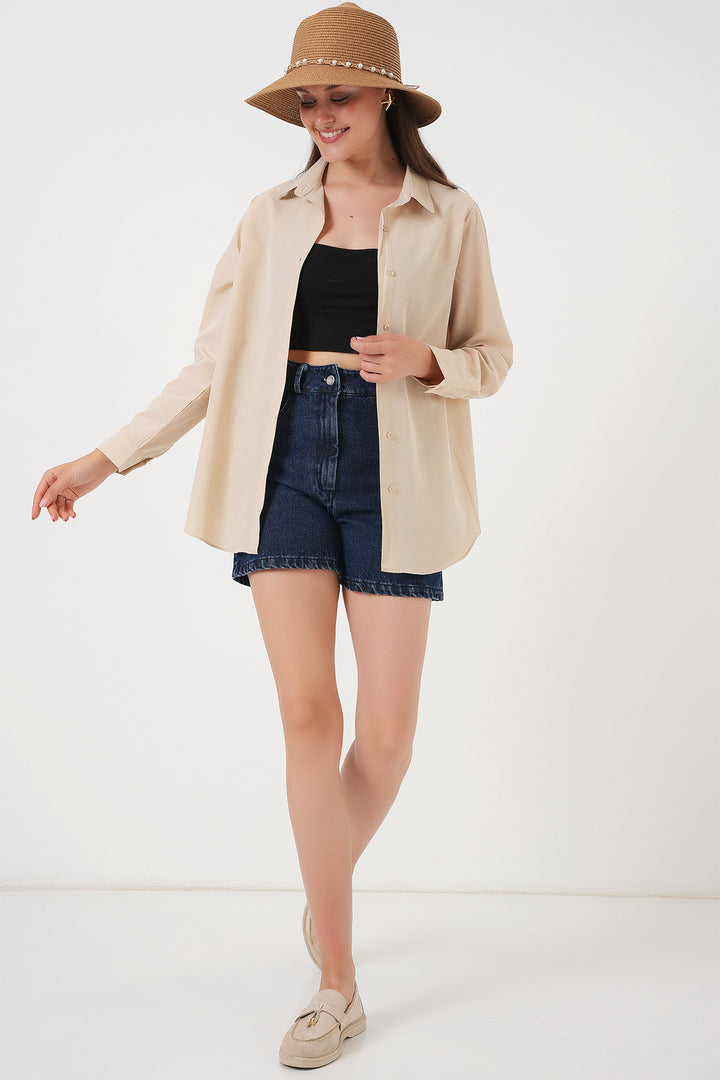 Bigdart Chemise basique à manches longues pour femmes 20279 - Beige