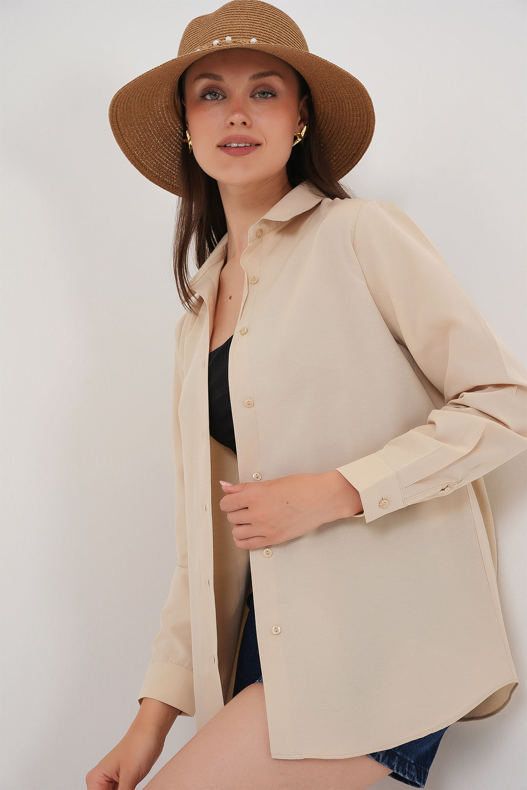 Bigdart Chemise basique à manches longues pour femmes 20279 - Beige