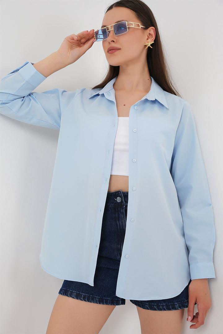 Bigdart Chemise basique à manches longues pour femme 20279 - Bleu