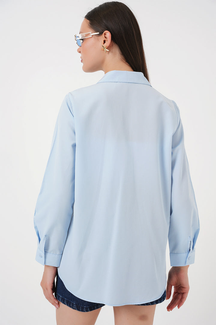Bigdart Chemise basique à manches longues pour femme 20279 - Bleu
