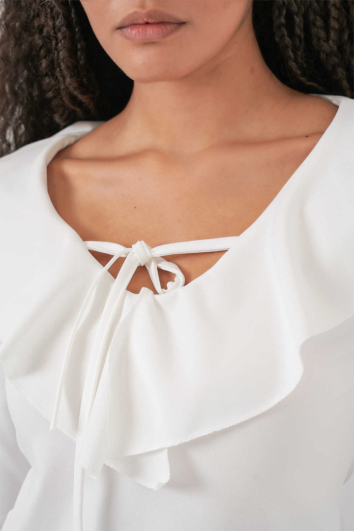 Bigdart Blouse crop à manches longues pour femme 979 - Blanc