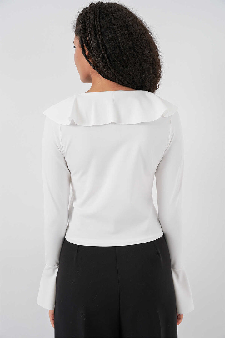 Bigdart Blouse crop à manches longues pour femme 979 - Blanc