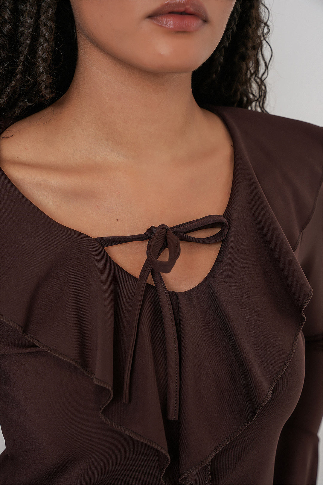 Bigdart Blouse crop à manches longues pour femme 979 - Marron