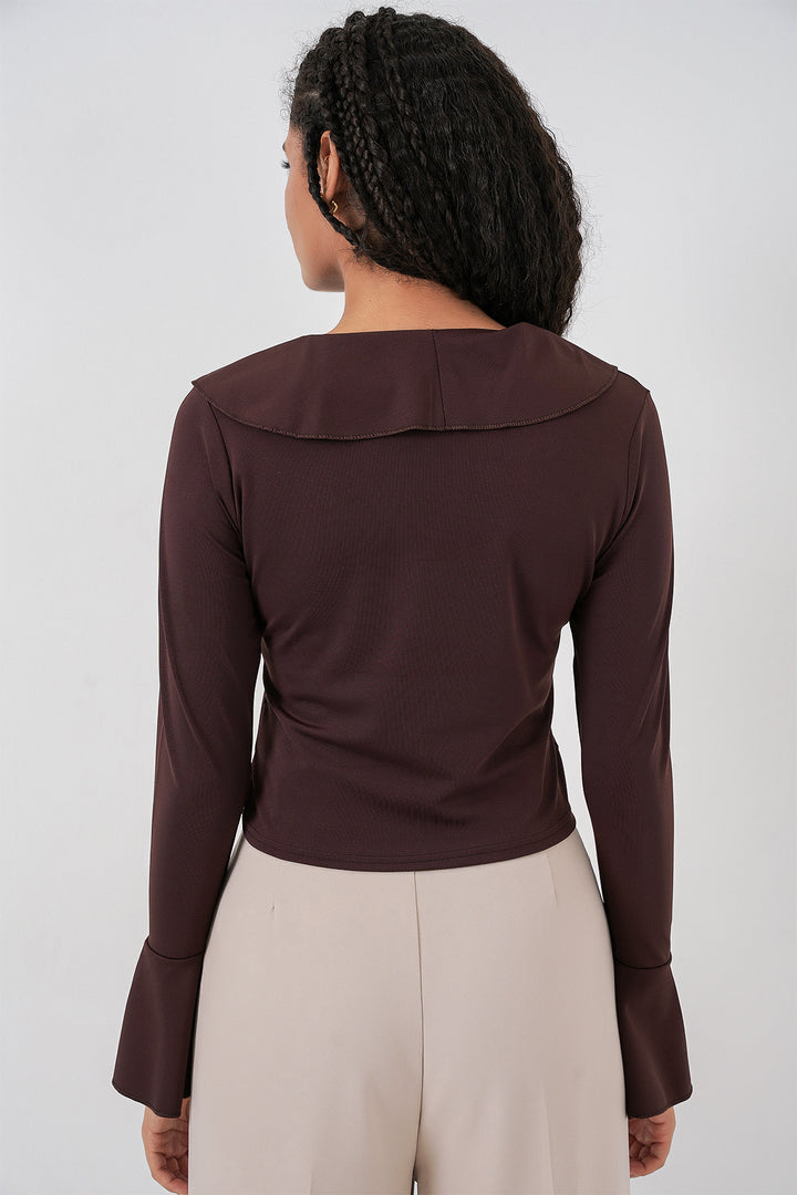 Bigdart Blouse crop à manches longues pour femme 979 - Marron
