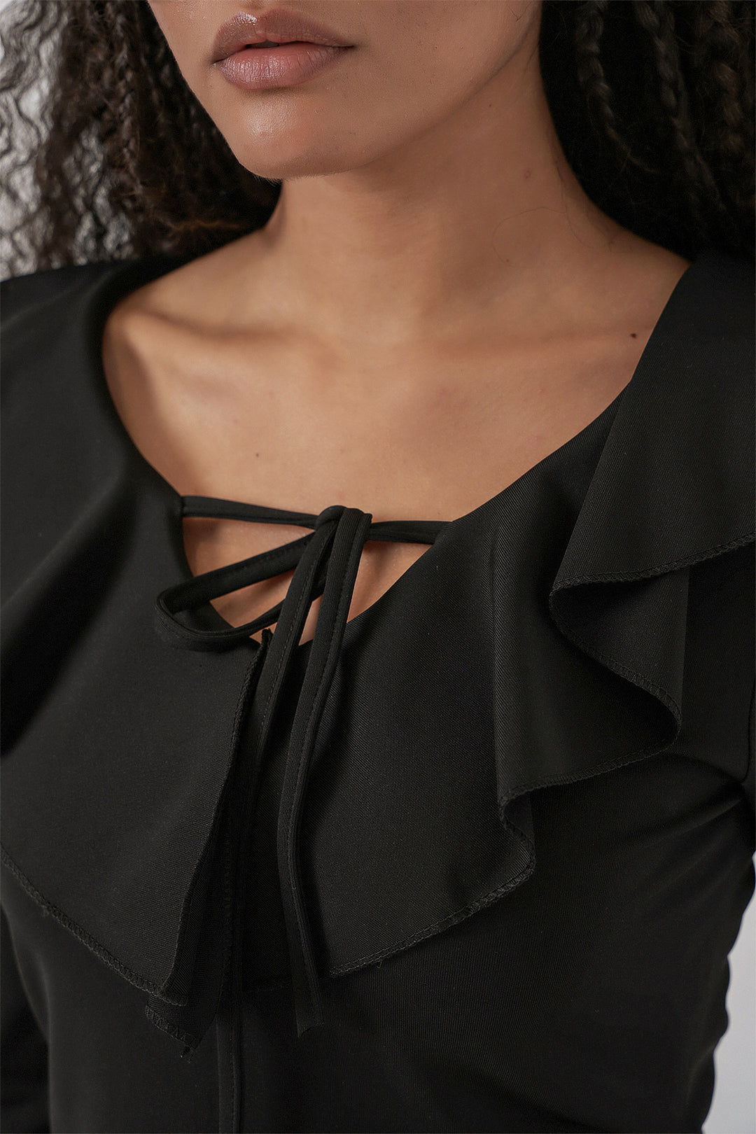 Bigdart Blouse crop à manches longues pour femme 979 - Noir