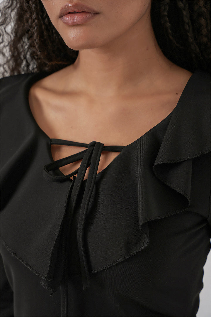 Bigdart Blouse crop à manches longues pour femme 979 - Noir