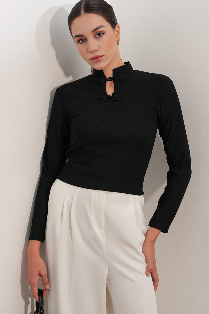 Bigdart Blouse à col montant à manches longues 40043 - Noir