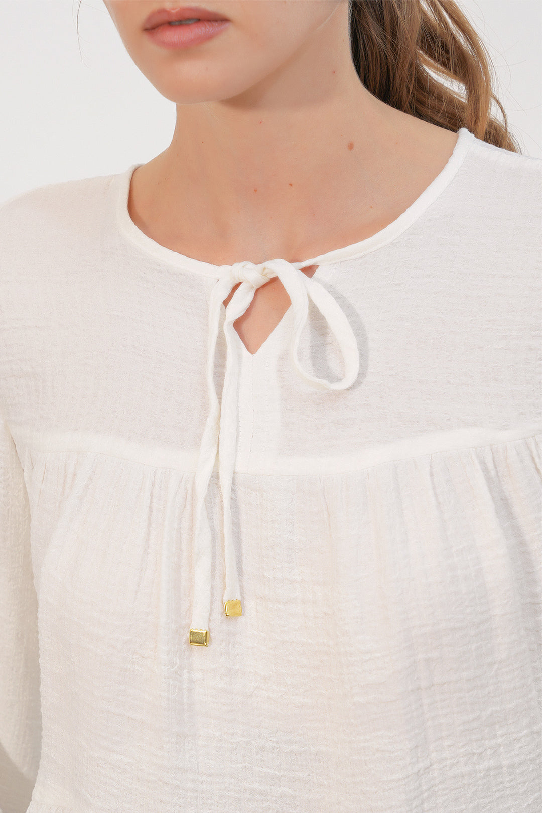 Bigdart Blouse à manches longues texturée femme 998 - Blanc