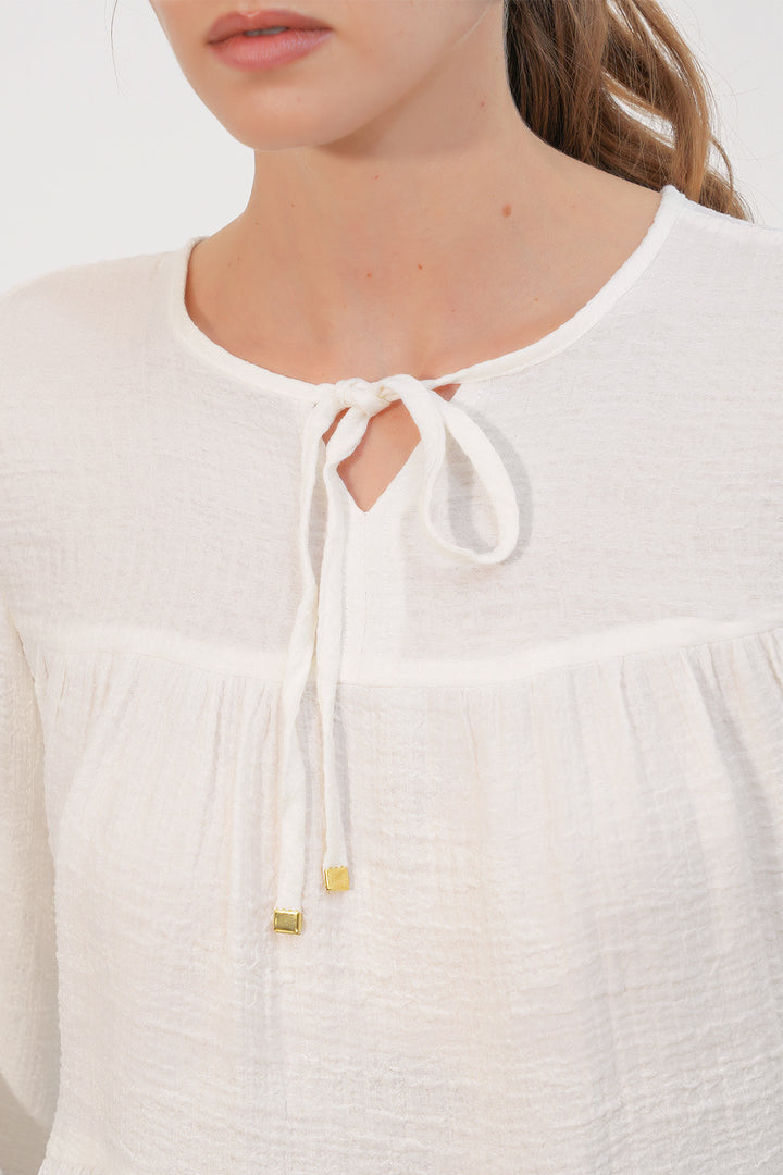 Bigdart Blouse à manches longues texturée femme 998 - Blanc