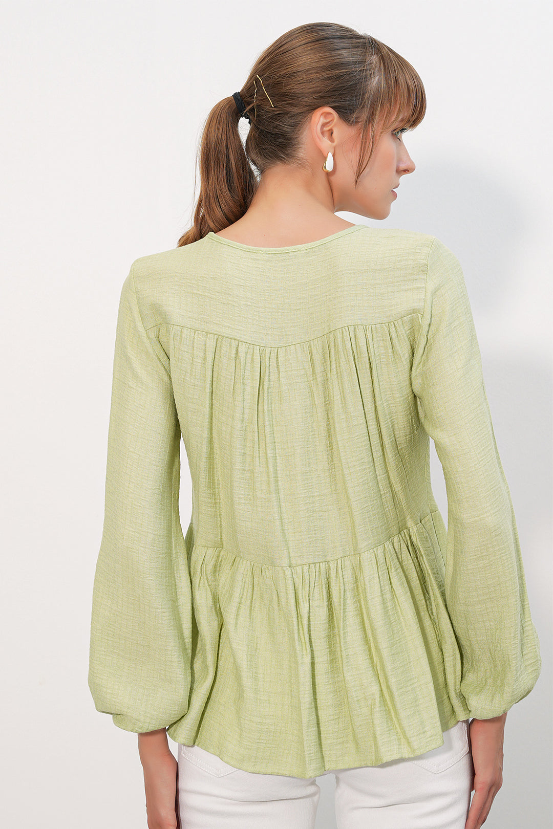 Bigdart Blouse Femme à Manches Longues Texturée 998 - Vert