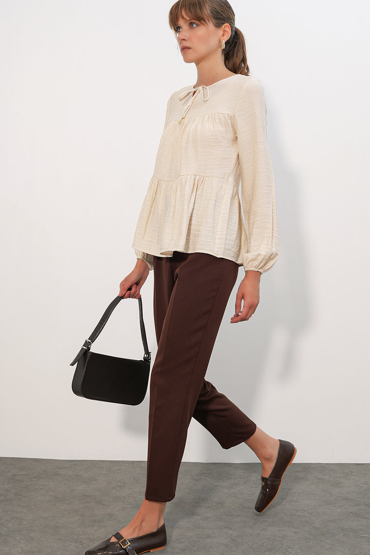 Bigdart Blouse Femme à Manches Longues Texturée 998 - Crème