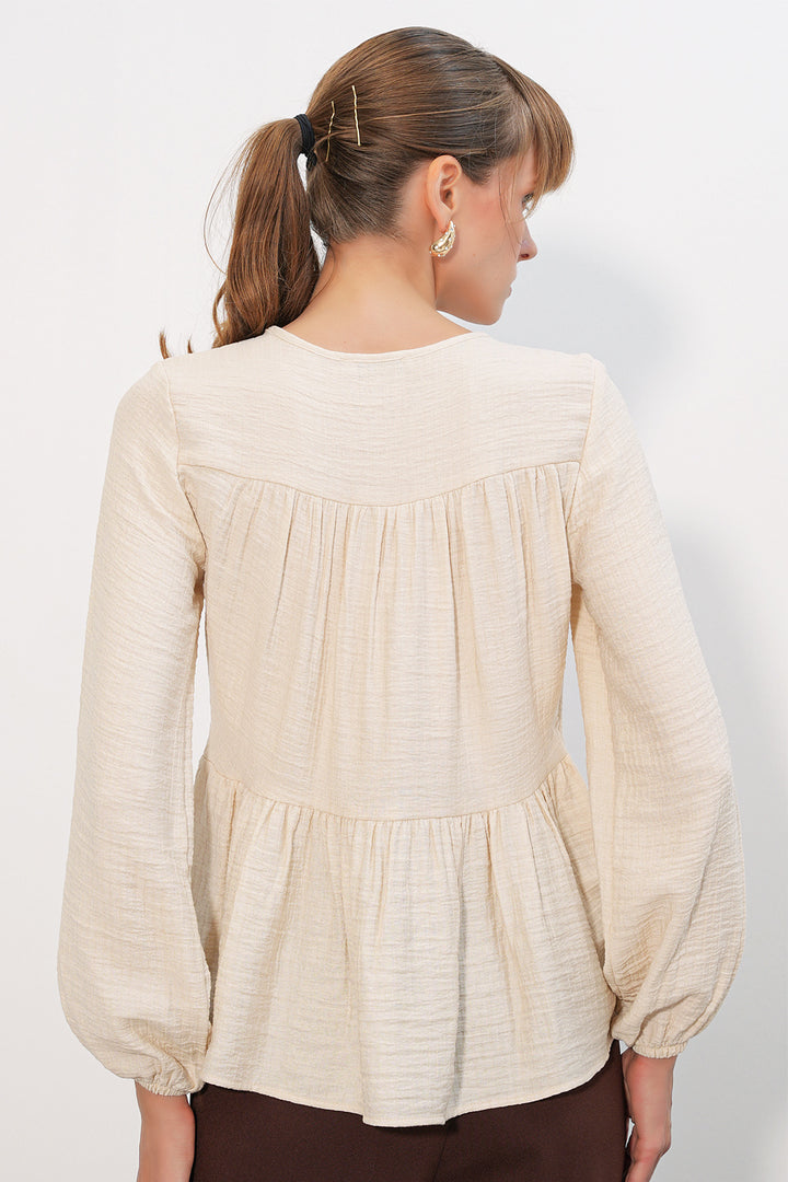 Bigdart Blouse Femme à Manches Longues Texturée 998 - Crème