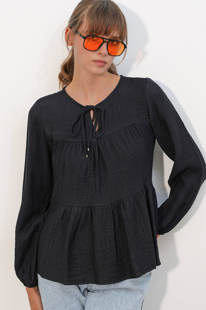 Bigdart Blouse à manches longues texturée femme 998 - Noir