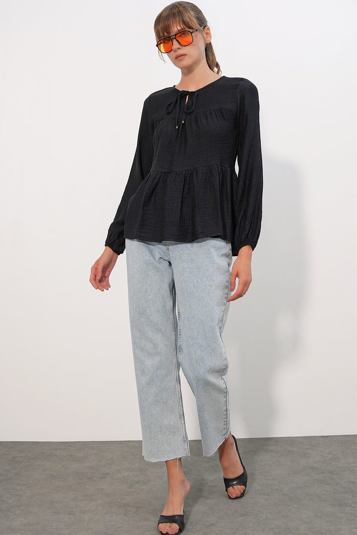 Bigdart Blouse à manches longues texturée femme 998 - Noir