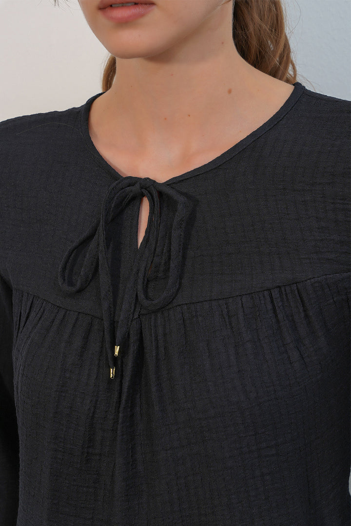 Bigdart Blouse à manches longues texturée femme 998 - Noir