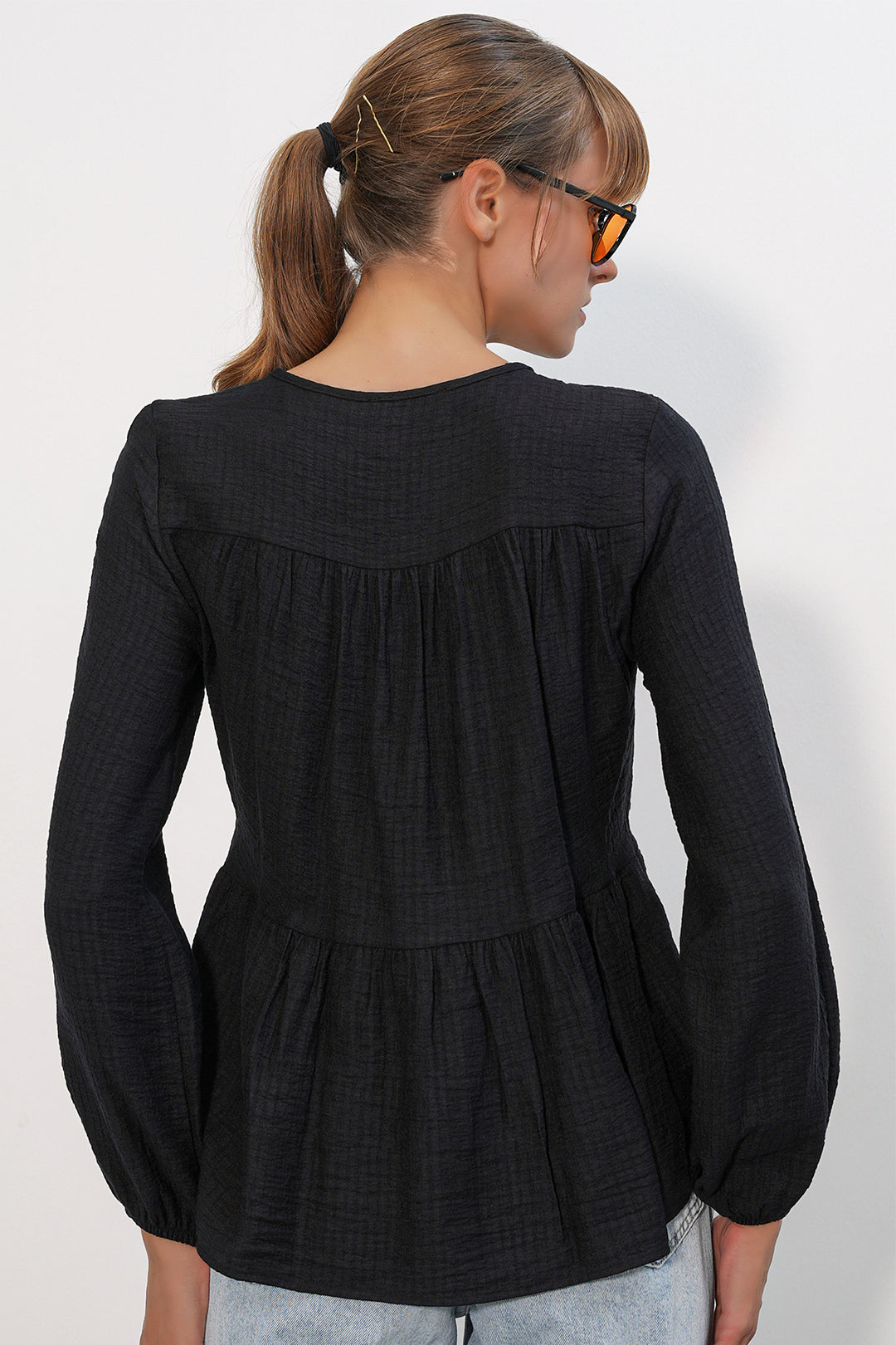 Bigdart Blouse à manches longues texturée femme 998 - Noir