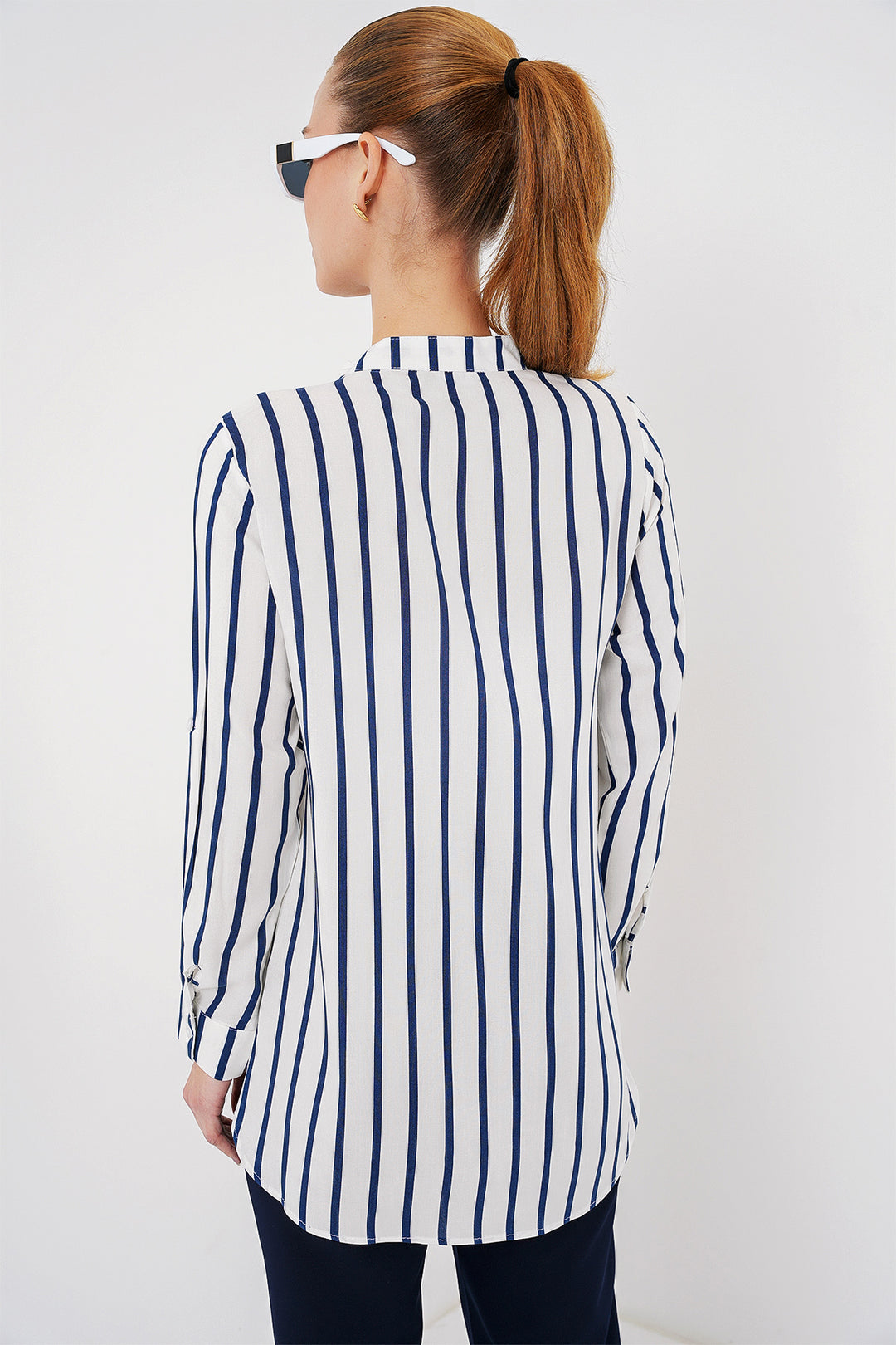 Bigdart Chemise rayée à manches longues pour femmes 20283 - Bleu marine