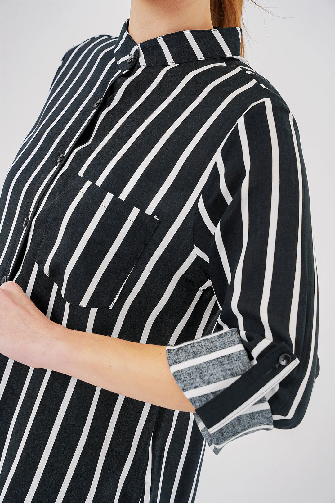Bigdart Chemise rayée à manches longues pour femmes 20283 - Noir