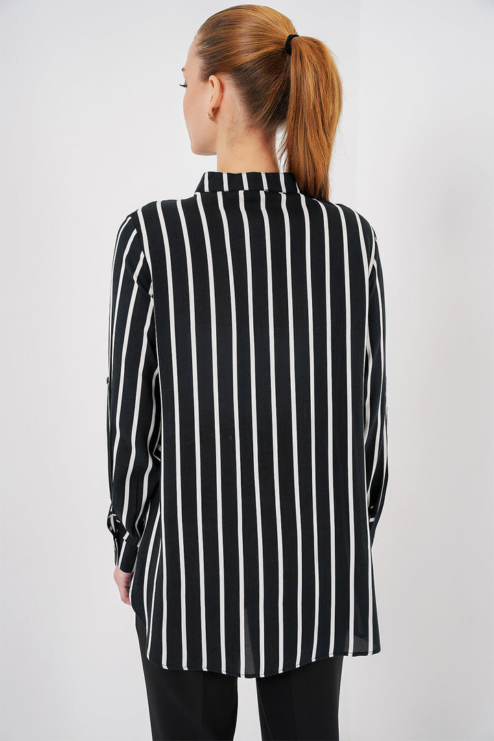 Bigdart Chemise rayée à manches longues pour femmes 20283 - Noir