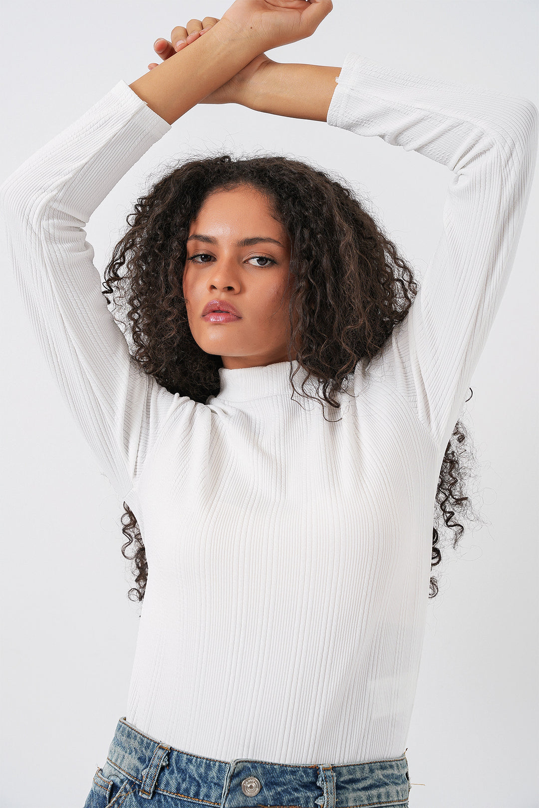 Bigdart Body à Manches Longues Côtelé Femme 976 - Blanc