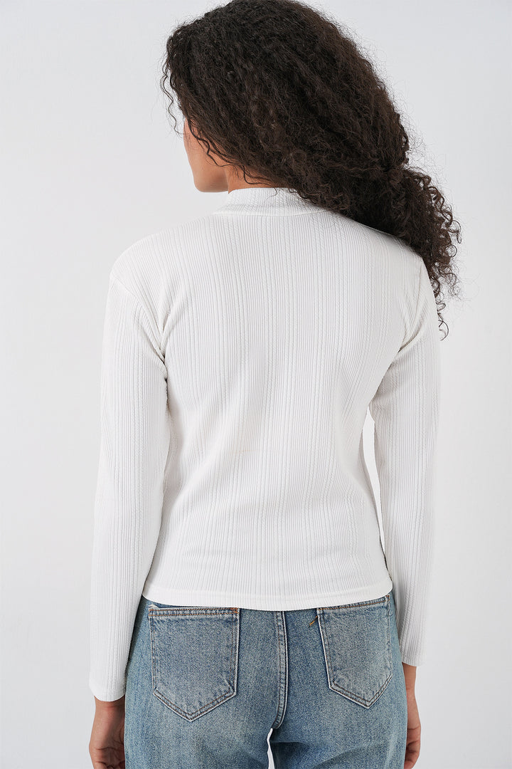 Bigdart Body à Manches Longues Côtelé Femme 976 - Blanc