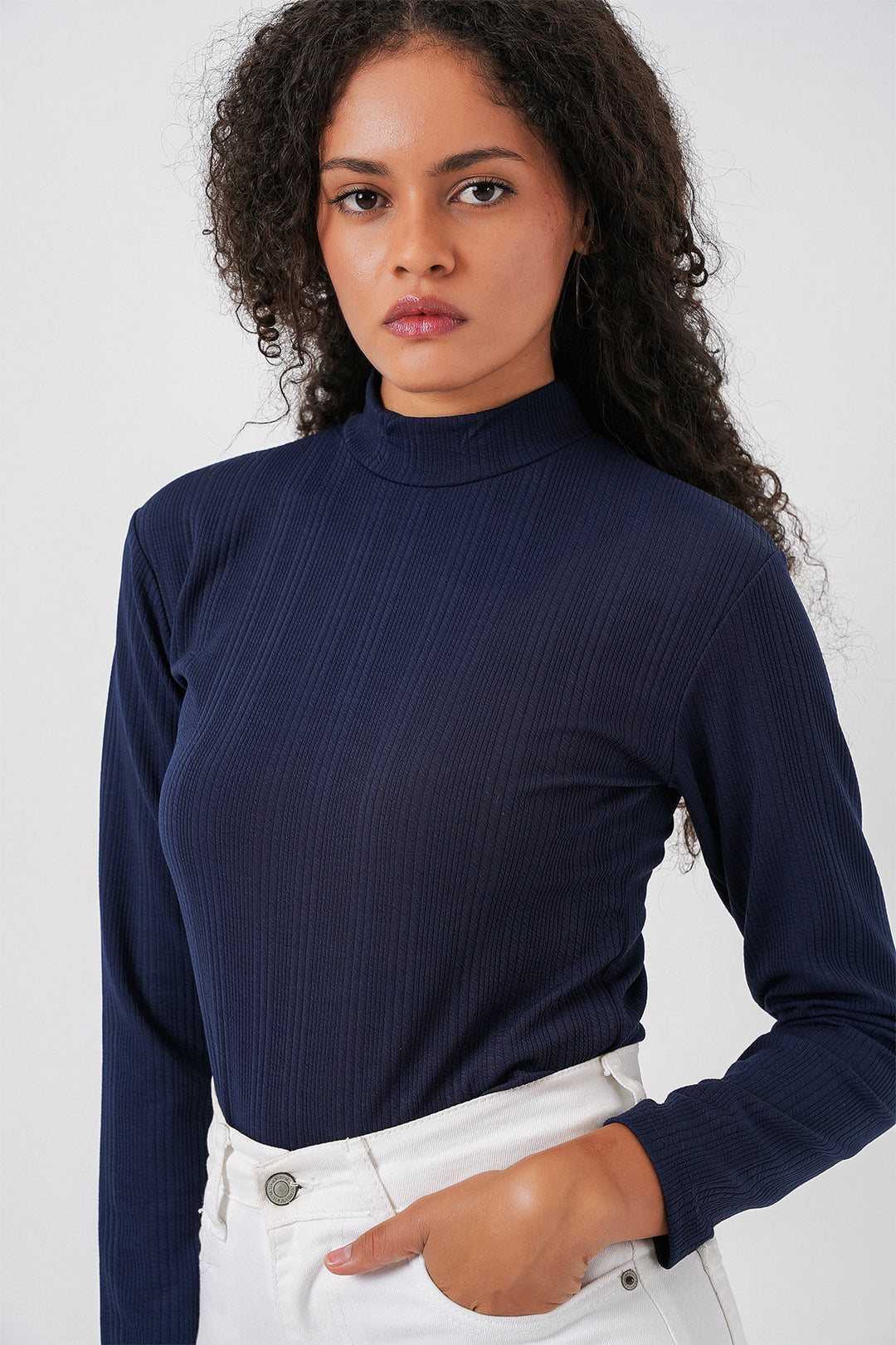 Bigdart Body à Manches Longues Côtelé Femme 976 - Bleu marine