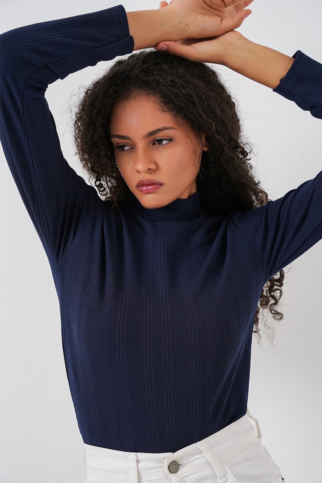 Bigdart Body à Manches Longues Côtelé Femme 976 - Bleu marine