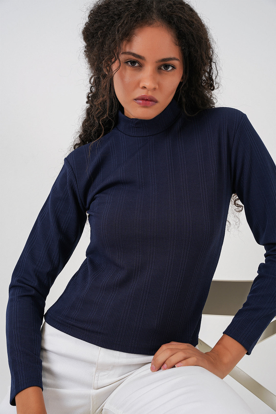 Bigdart Body à Manches Longues Côtelé Femme 976 - Bleu marine
