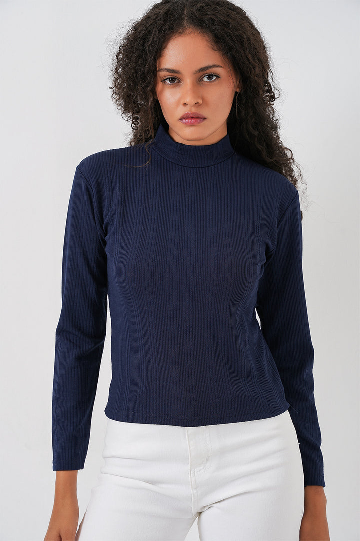 Bigdart Body à Manches Longues Côtelé Femme 976 - Bleu marine