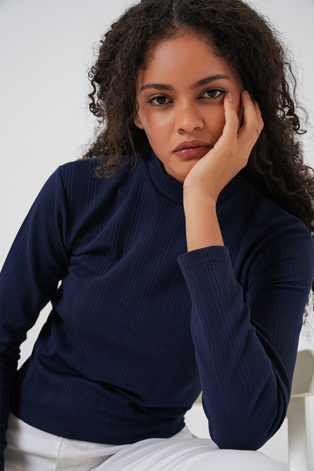 Bigdart Body à Manches Longues Côtelé Femme 976 - Bleu marine
