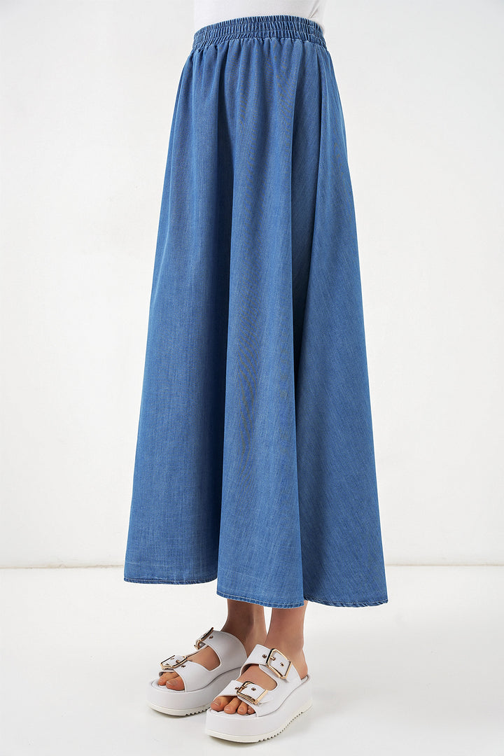 Bigdart Jupe en jean longue femme 8062 - Bleu marine